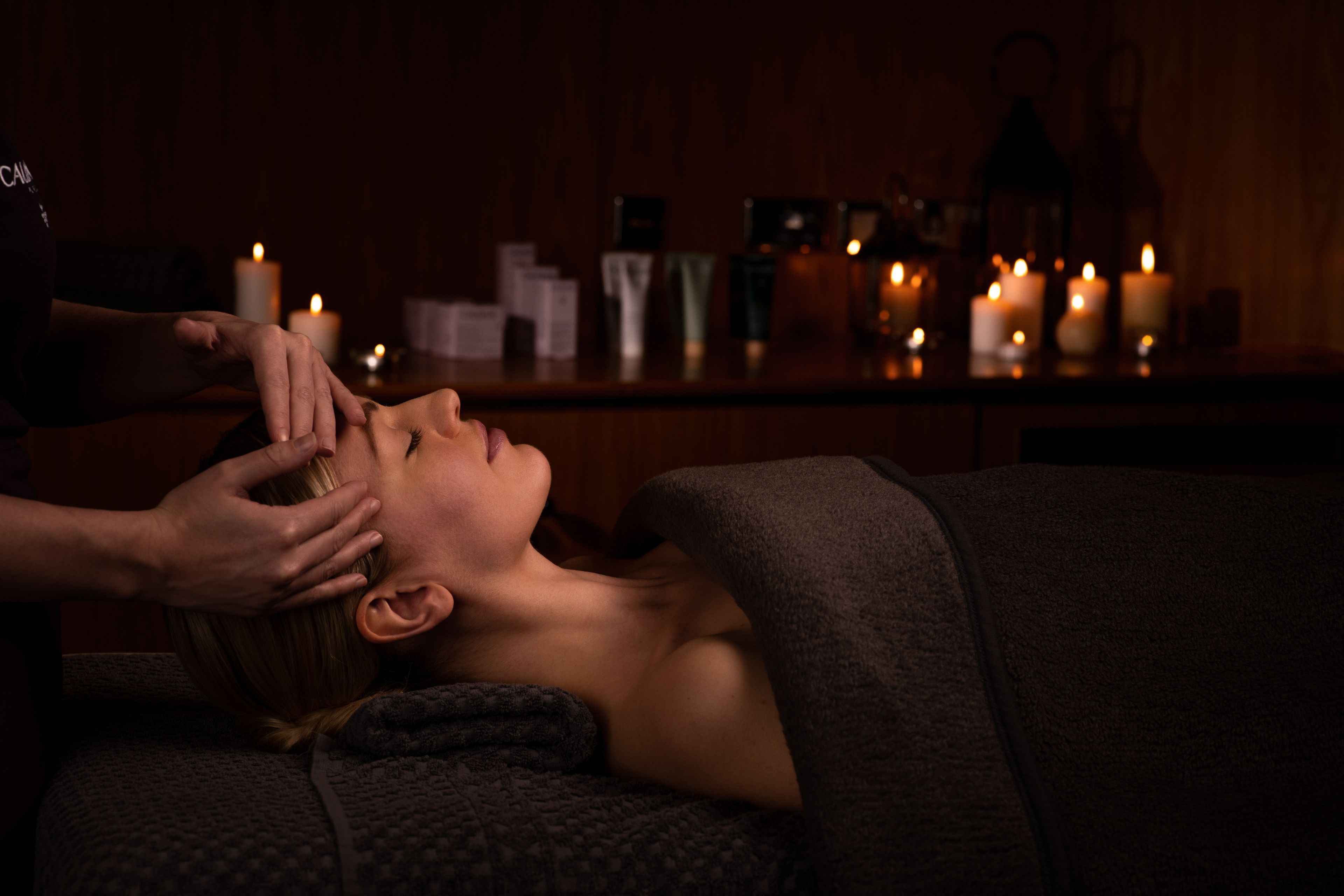 A lady having a head massage