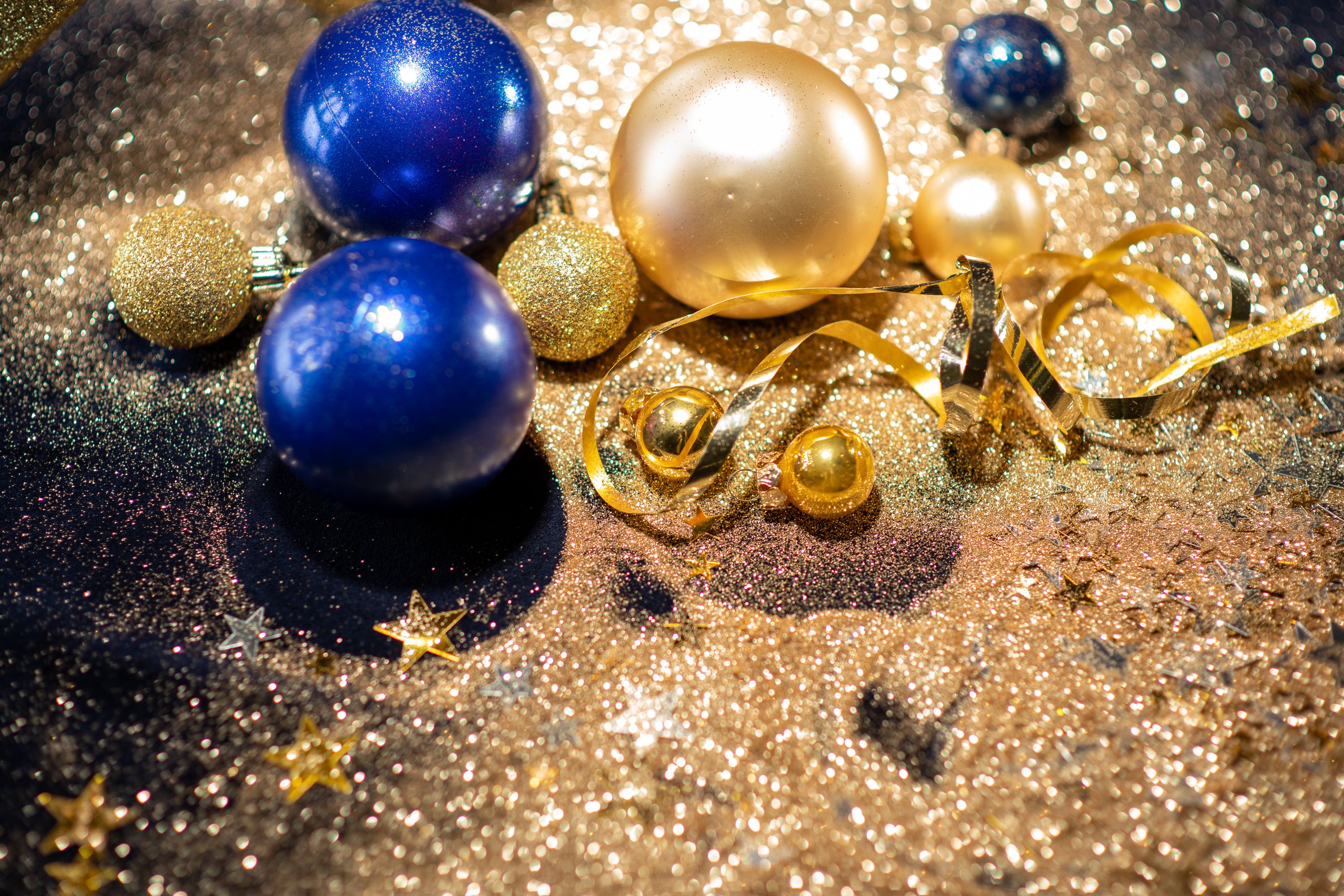 Blue and gold Christmas decorations